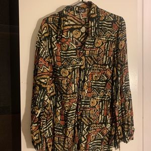 70s style vintage silk button up shirt